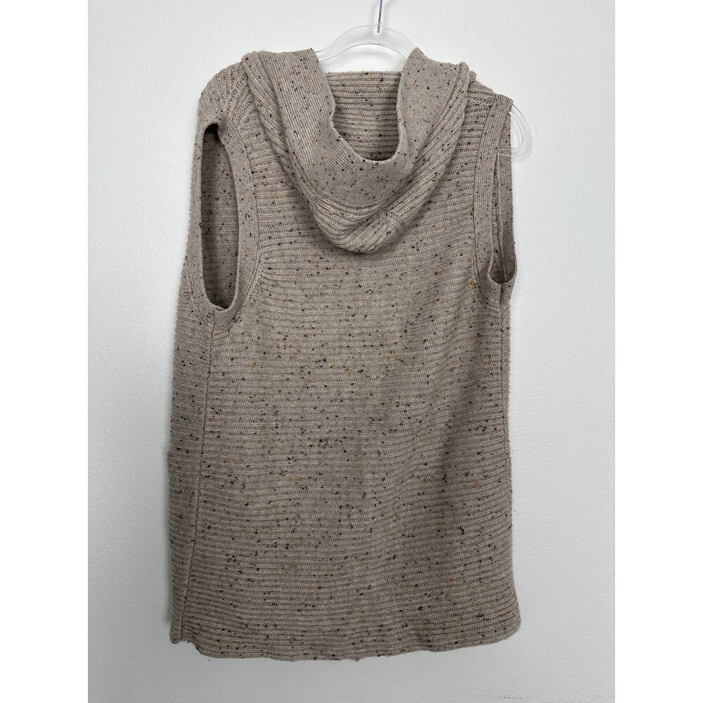 Kokun Cashmere Wool Sweater Taupe Beige Marled Hooded Vest Womens Medium - Picture 12 of 13